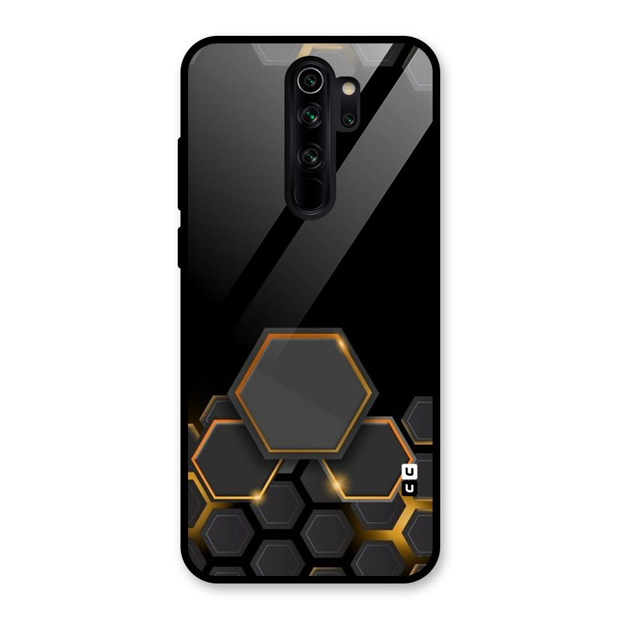 Black Gold Hexa Glass Back Case for Redmi Note 8 Pro