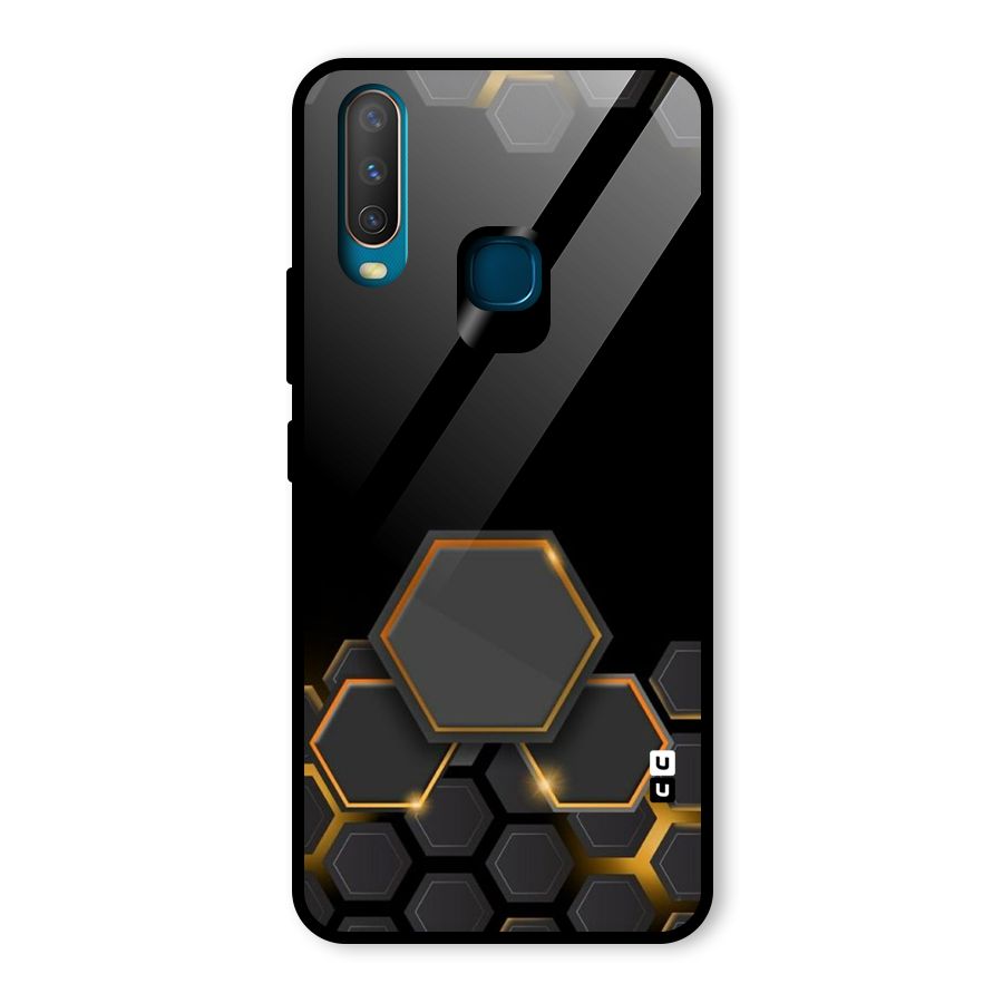 Black Gold Hexa Glass Back Case for Vivo U10
