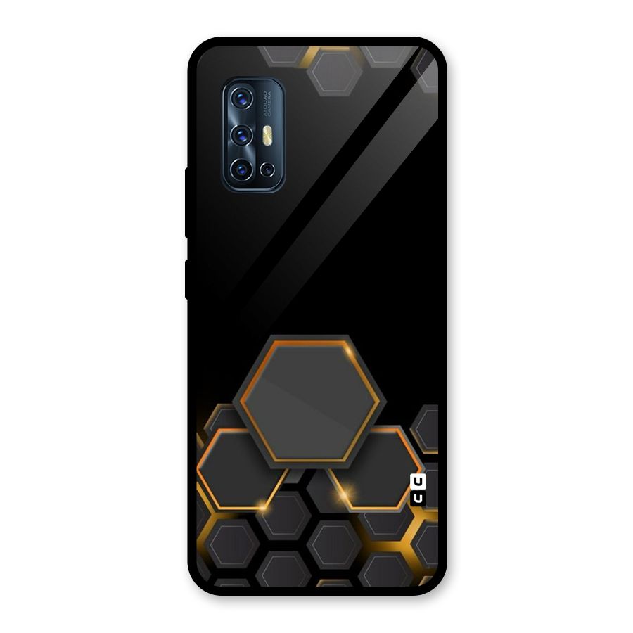 Black Gold Hexa Glass Back Case for Vivo V17