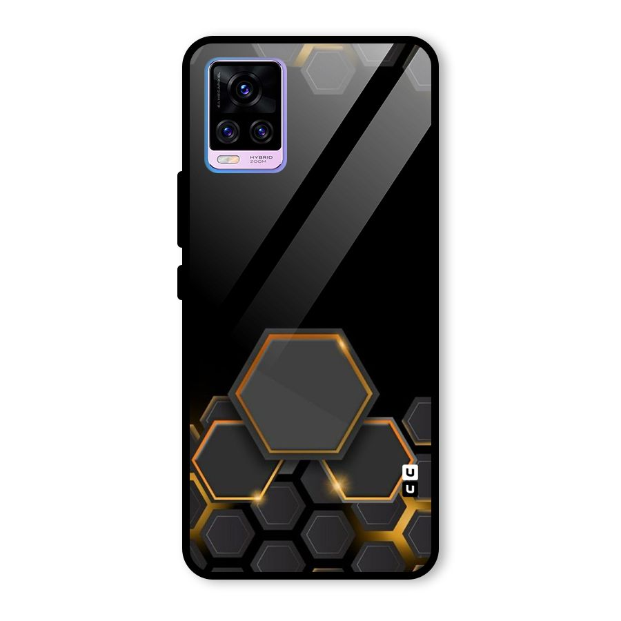 Black Gold Hexa Glass Back Case for Vivo V20 Pro