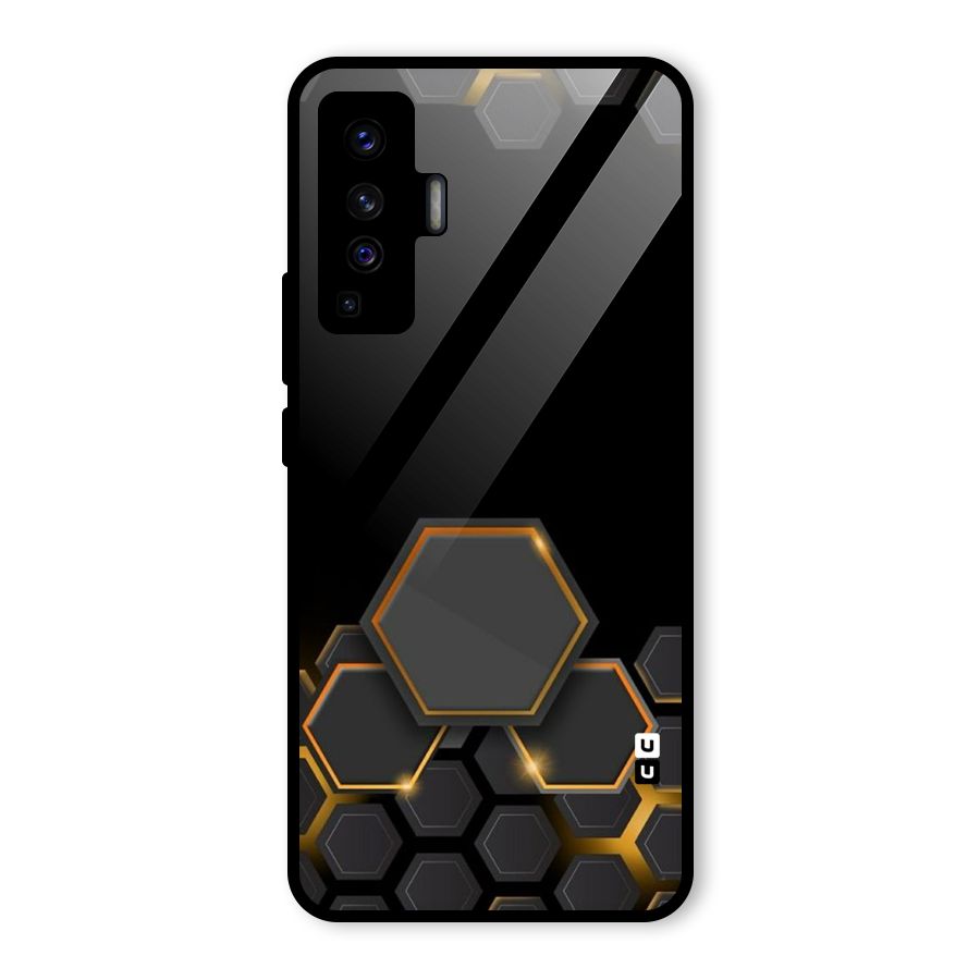 Black Gold Hexa Glass Back Case for Vivo X50