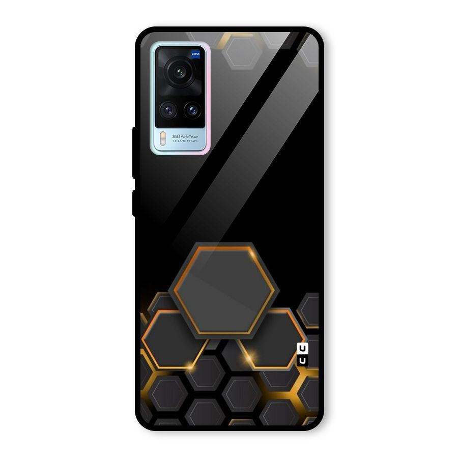 Black Gold Hexa Glass Back Case for Vivo X60