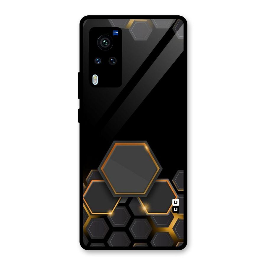 Black Gold Hexa Glass Back Case for Vivo X60 Pro
