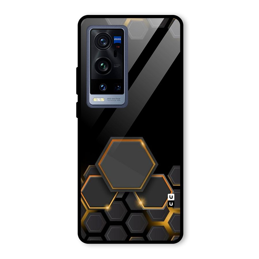 Black Gold Hexa Glass Back Case for Vivo X60 Pro Plus