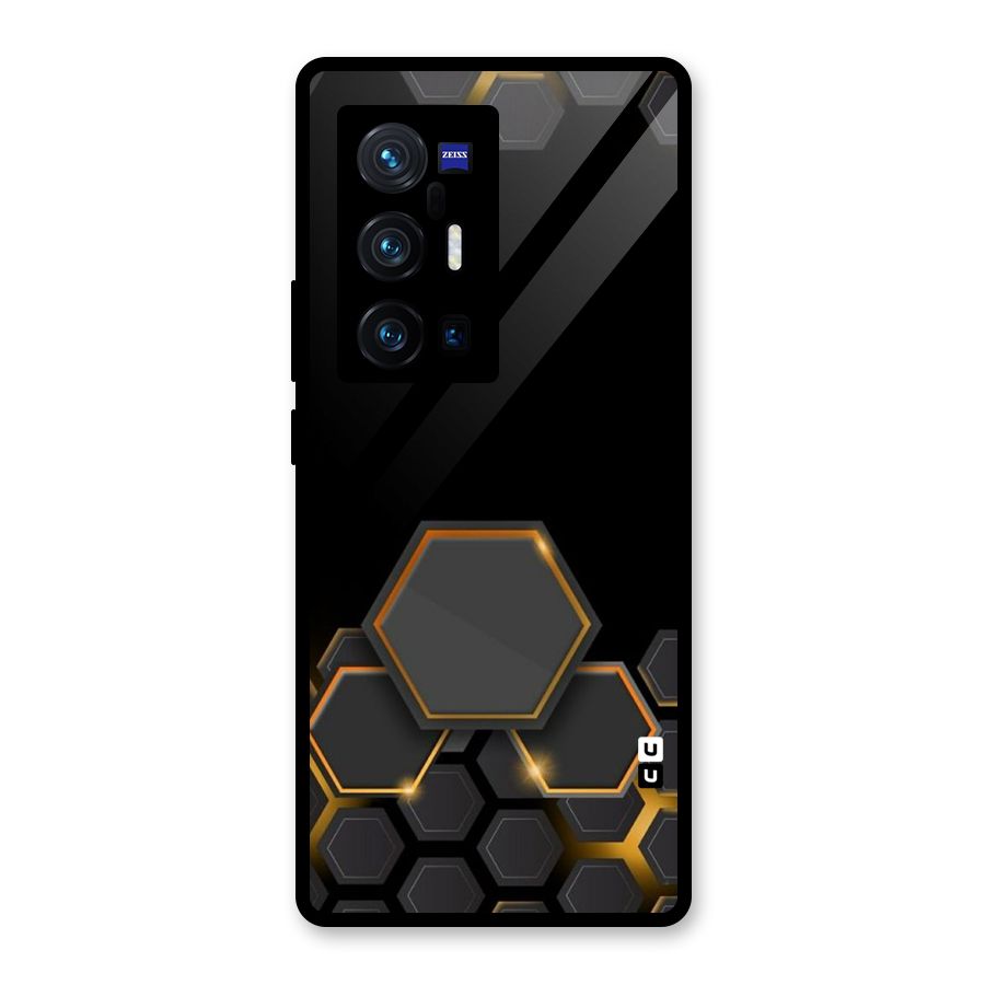 Black Gold Hexa Glass Back Case for Vivo X70 Pro Plus
