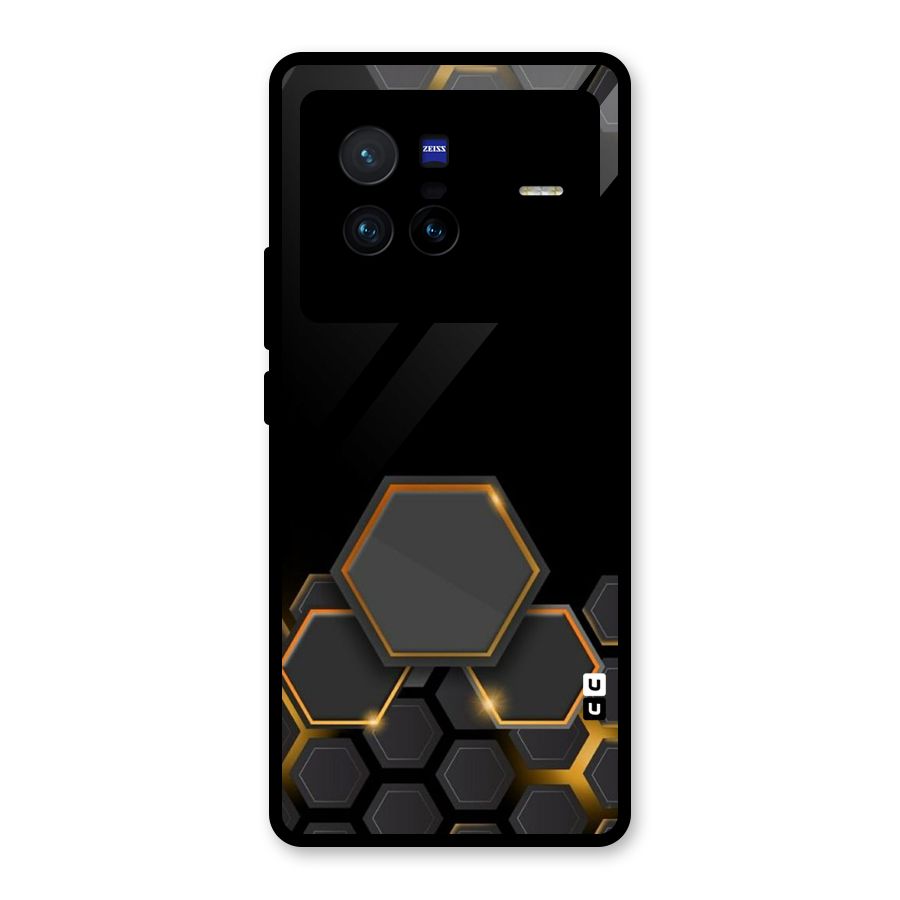 Black Gold Hexa Glass Back Case for Vivo X80