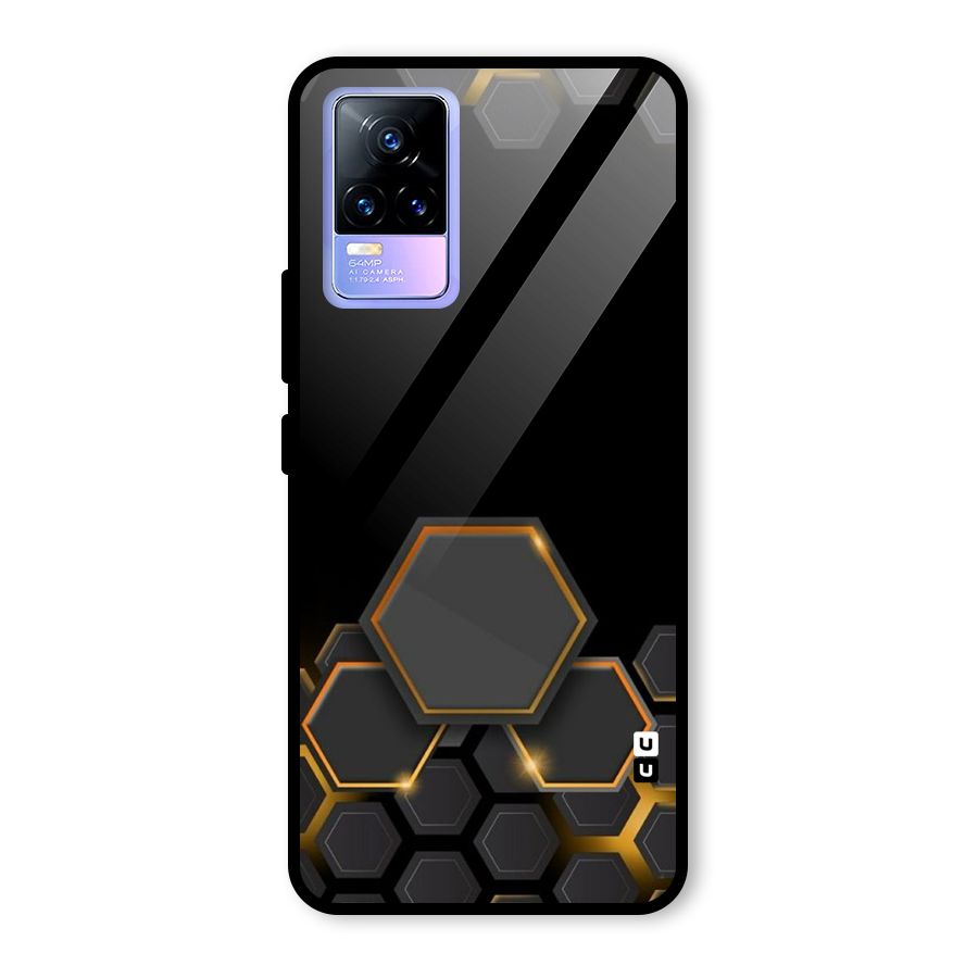 Black Gold Hexa Glass Back Case for Vivo Y73