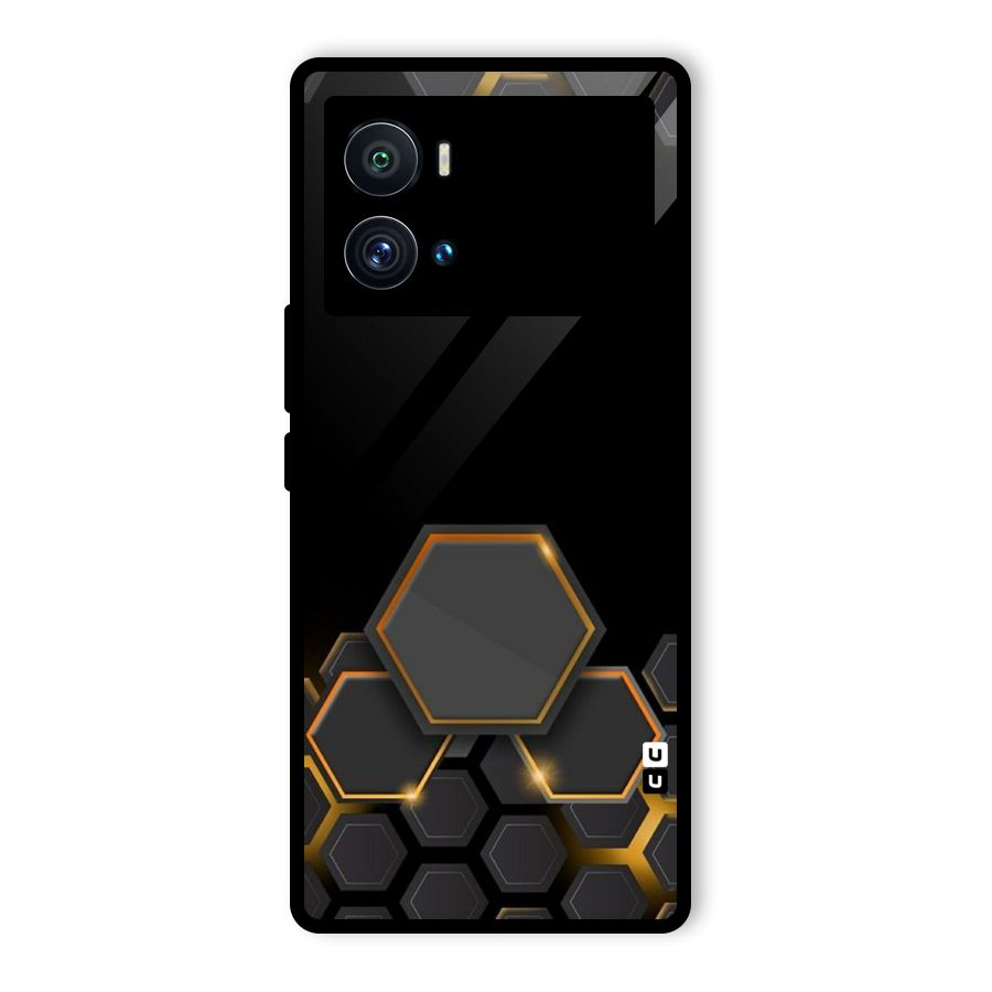 Black Gold Hexa Glass Back Case for Vivo iQOO 9 Pro