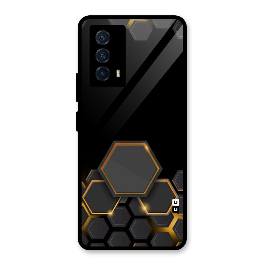 Black Gold Hexa Glass Back Case for Vivo iQOO Z5