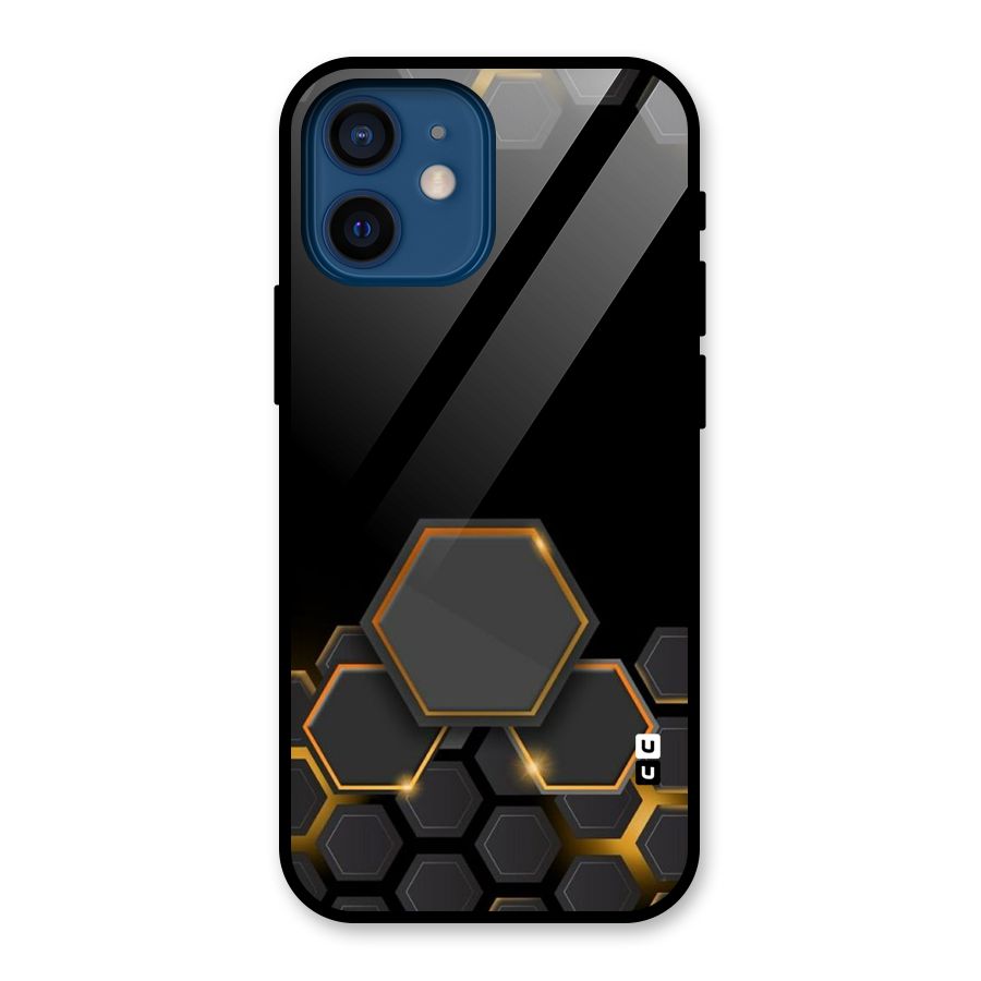 Black Gold Hexa Glass Back Case for iPhone 12 Mini