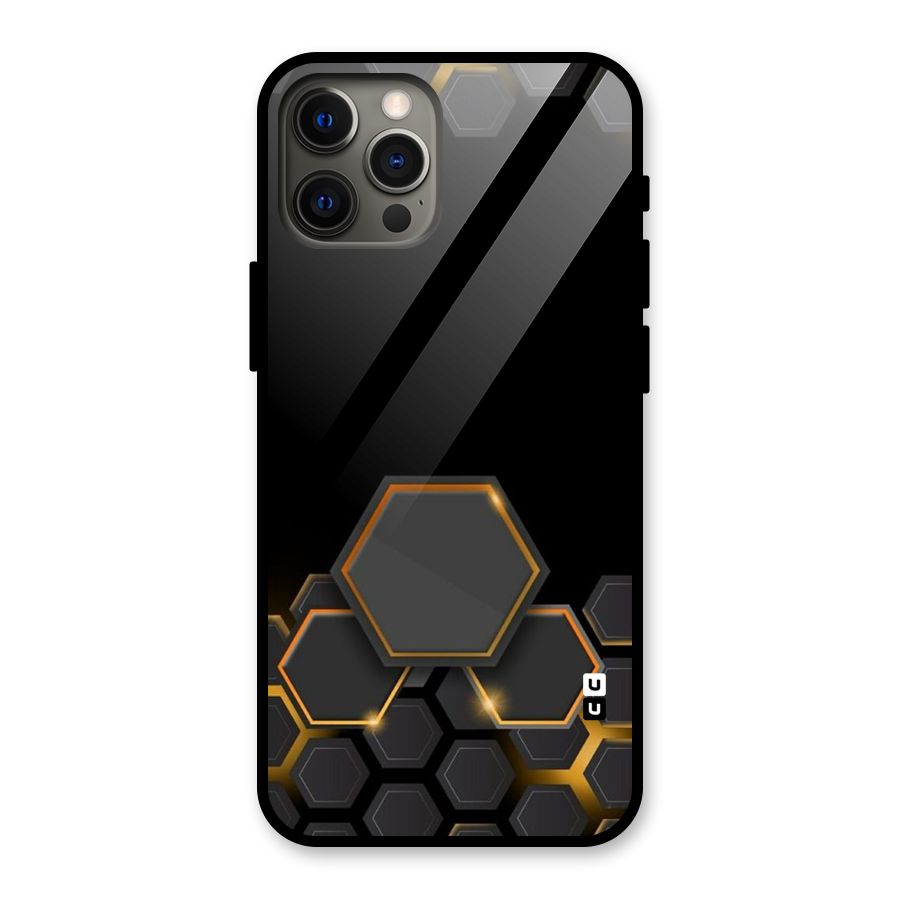 Black Gold Hexa Glass Back Case for iPhone 12 Pro Max