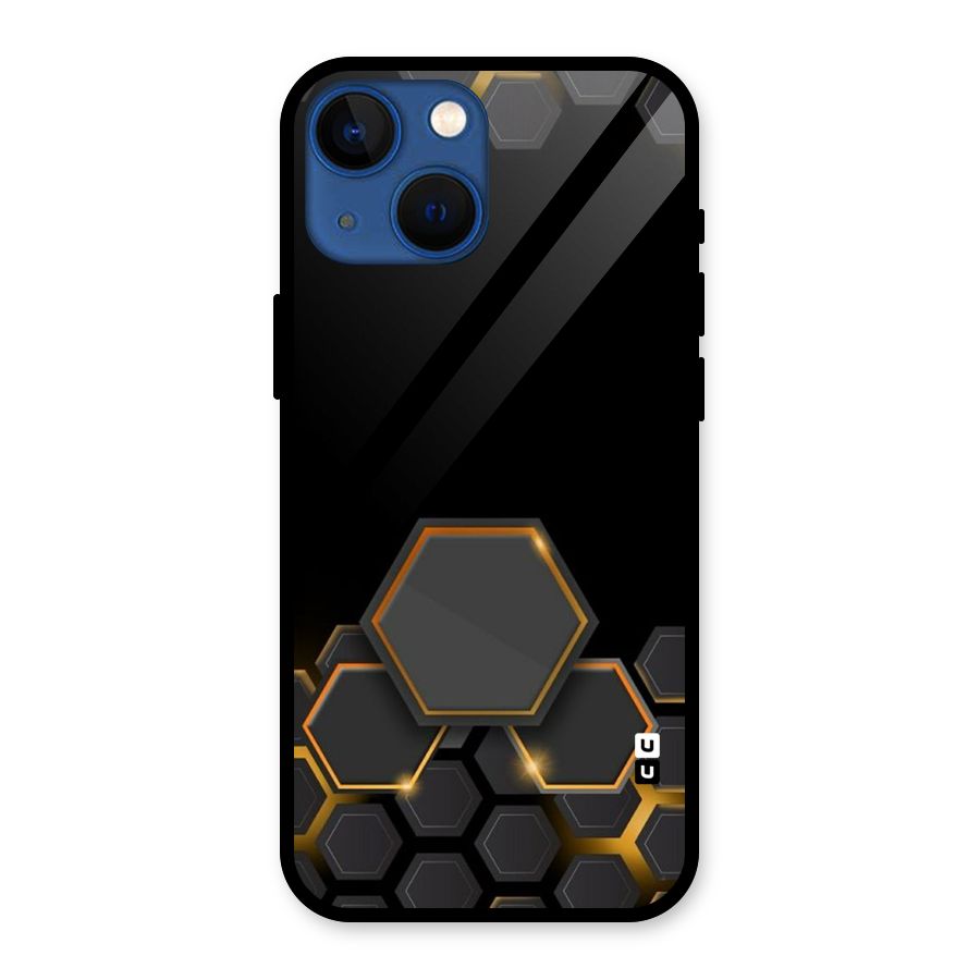 Black Gold Hexa Glass Back Case for iPhone 13 Mini