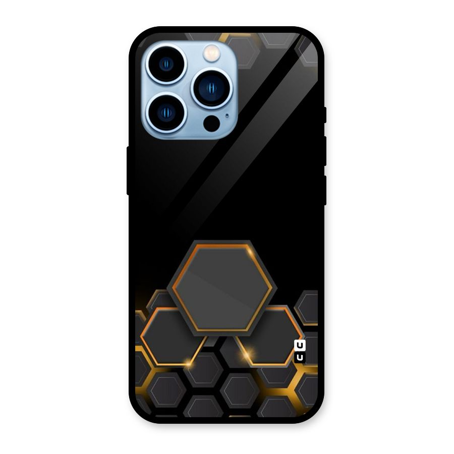 Black Gold Hexa Glass Back Case for iPhone 13 Pro
