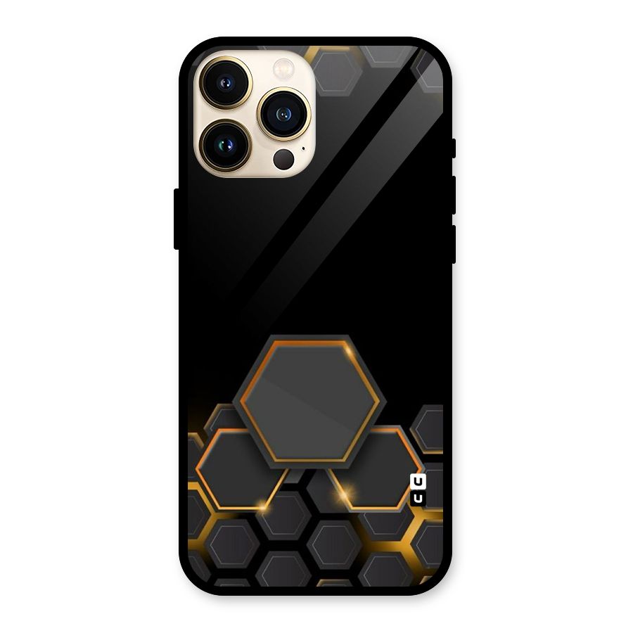 Black Gold Hexa Glass Back Case for iPhone 13 Pro Max