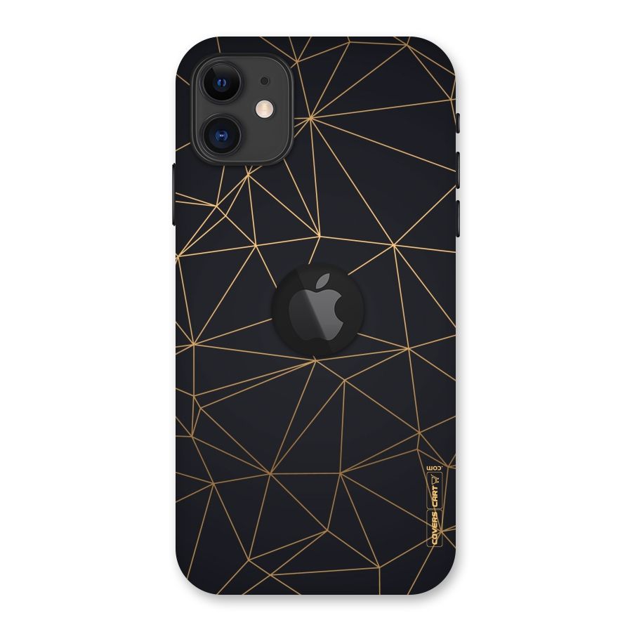 Black Golden Lines Back Case for iPhone 11 Logo Cut