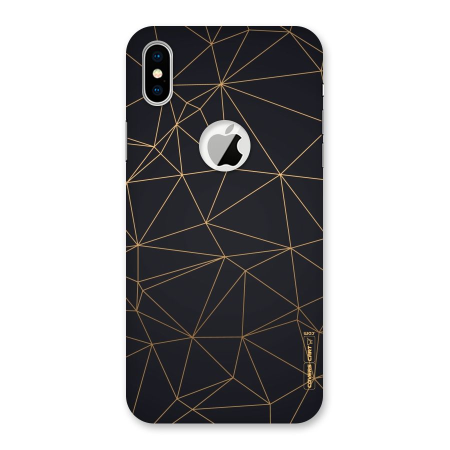 Black Golden Lines Back Case for iPhone XS Logo Cut