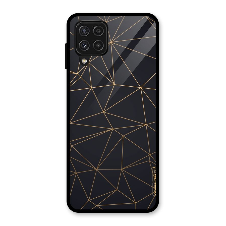 Black Golden Lines Glass Back Case for Galaxy A22 4G