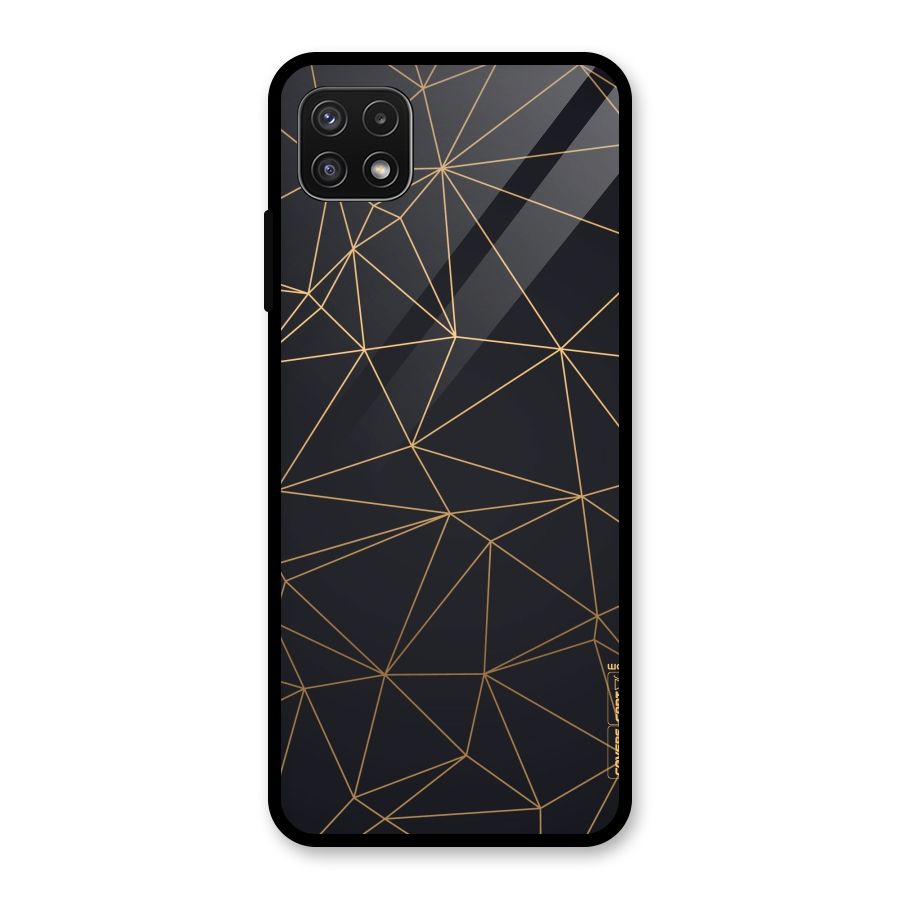Black Golden Lines Glass Back Case for Galaxy A22 5G