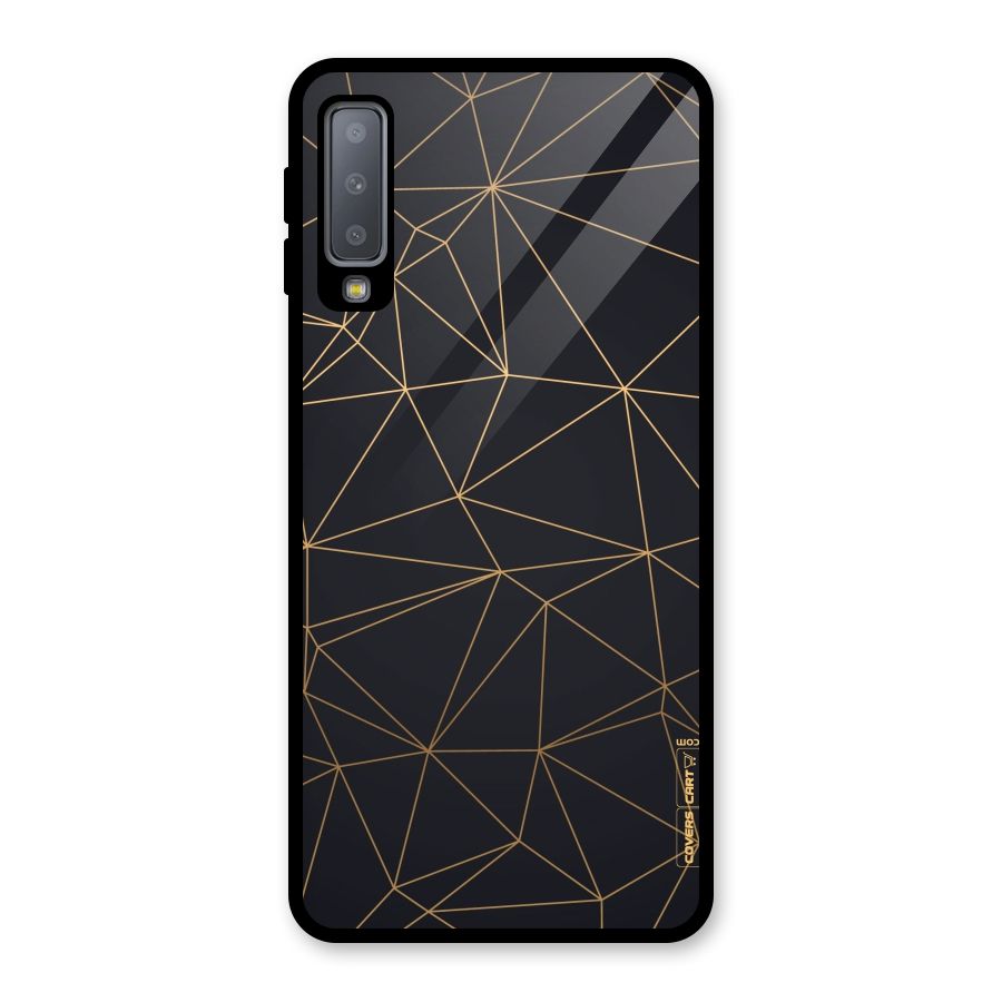 Black Golden Lines Glass Back Case for Galaxy A7 (2018)