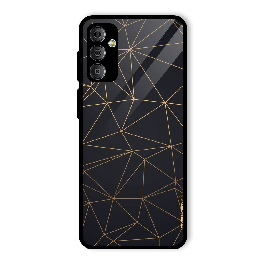 Black Golden Lines Glass Back Case for Galaxy F23