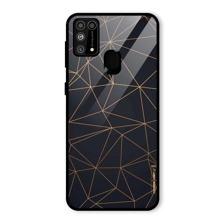 Black Golden Lines Glass Back Case for Galaxy F41