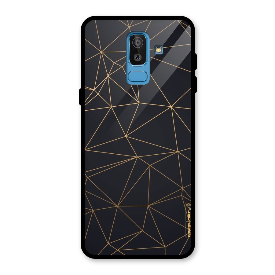 Black Golden Lines Glass Back Case for Galaxy J8