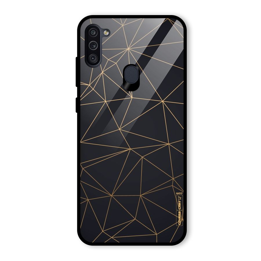 Black Golden Lines Glass Back Case for Galaxy M11