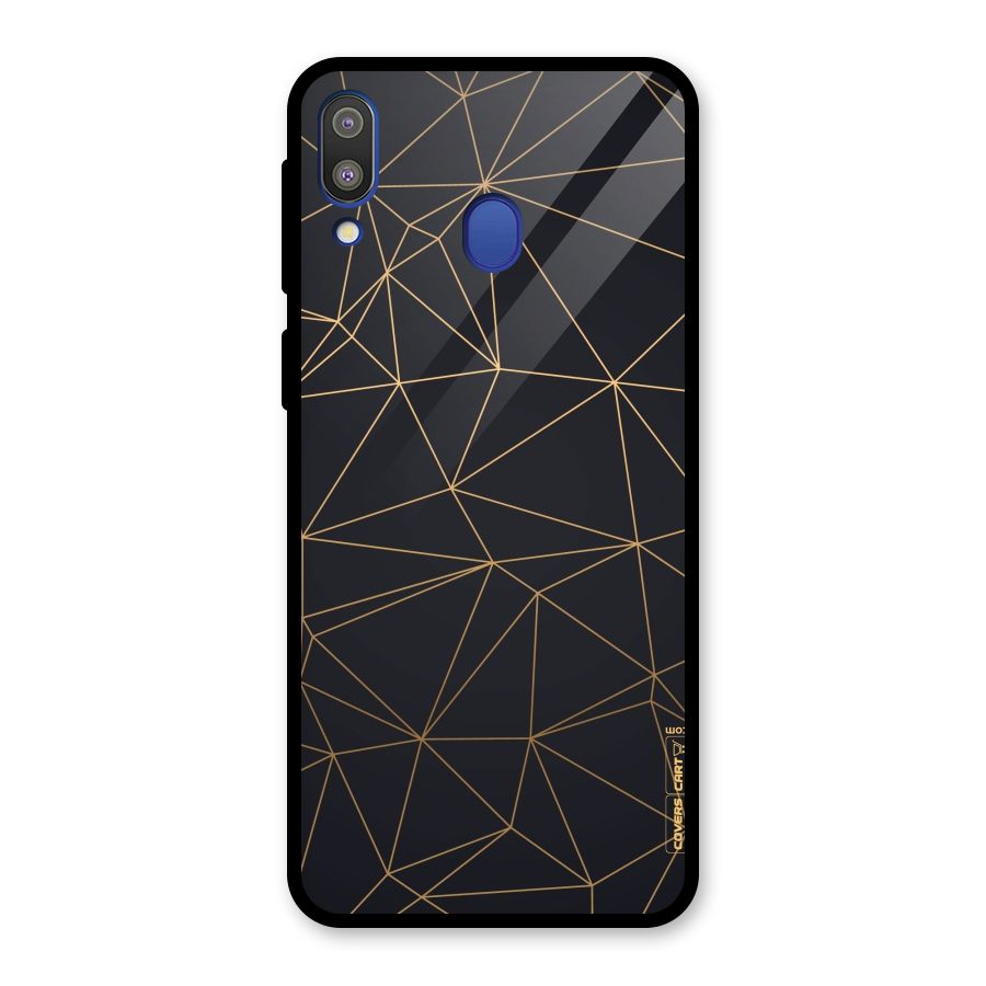 Black Golden Lines Glass Back Case for Galaxy M20