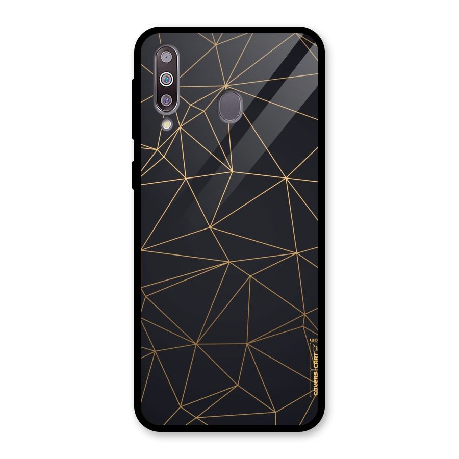 Black Golden Lines Glass Back Case for Galaxy M30