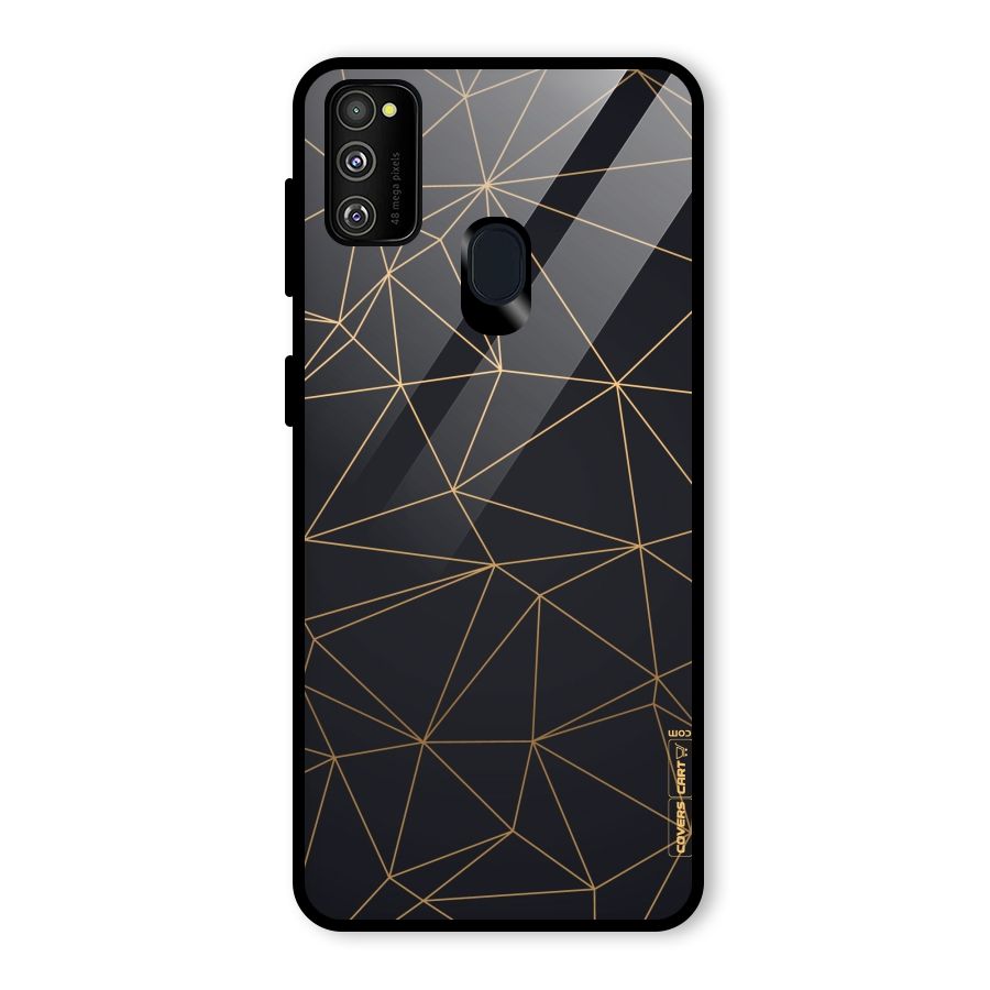 Black Golden Lines Glass Back Case for Galaxy M30s