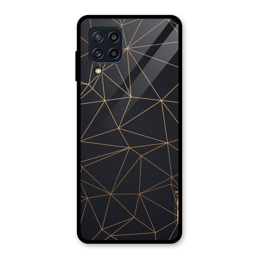 Black Golden Lines Glass Back Case for Galaxy M32
