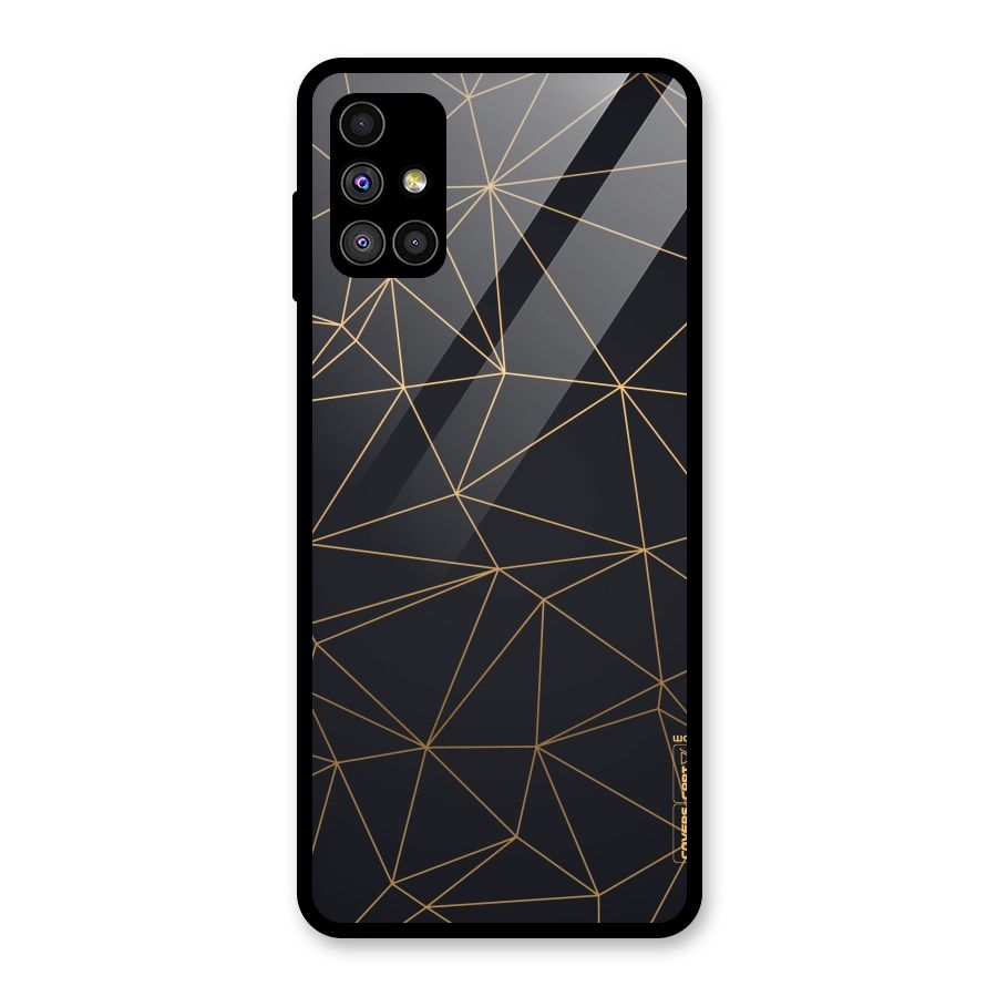 Black Golden Lines Glass Back Case for Galaxy M51