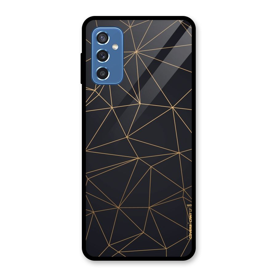 Black Golden Lines Glass Back Case for Galaxy M52 5G