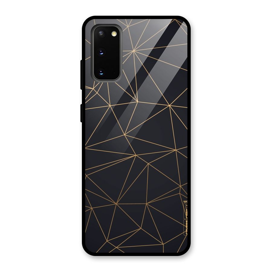 Black Golden Lines Glass Back Case for Galaxy S20