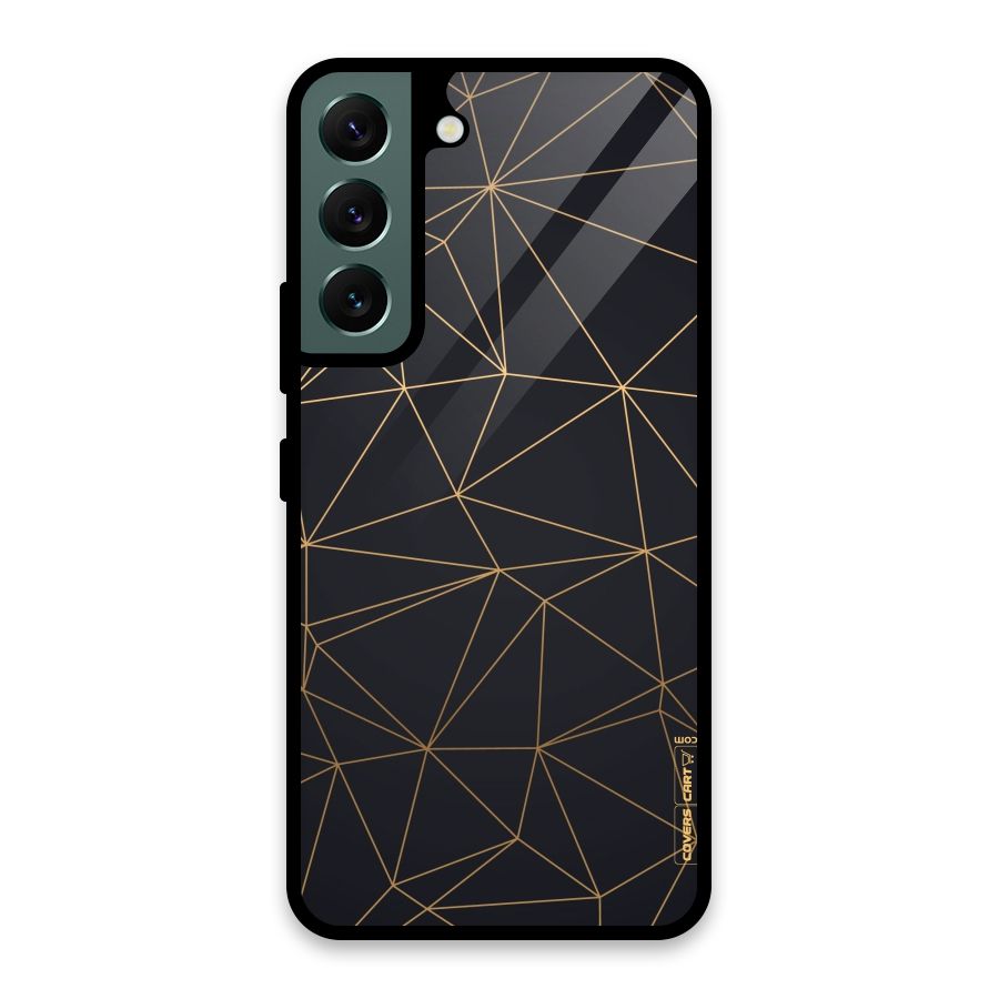 Black Golden Lines Glass Back Case for Galaxy S22 5G