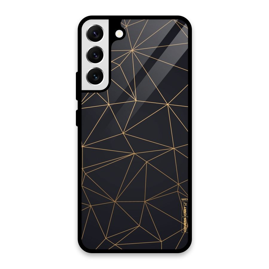 Black Golden Lines Glass Back Case for Galaxy S22 Plus 5G