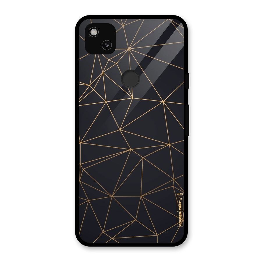 Black Golden Lines Glass Back Case for Google Pixel 4a