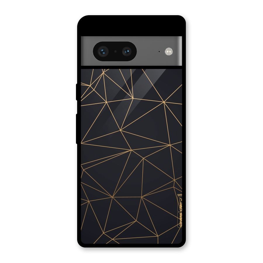 Black Golden Lines Glass Back Case for Google Pixel 7