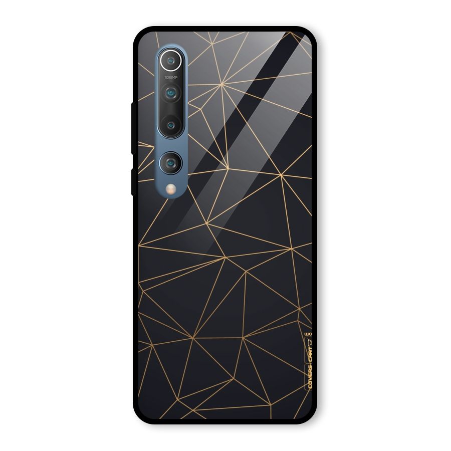 Black Golden Lines Glass Back Case for Mi 10