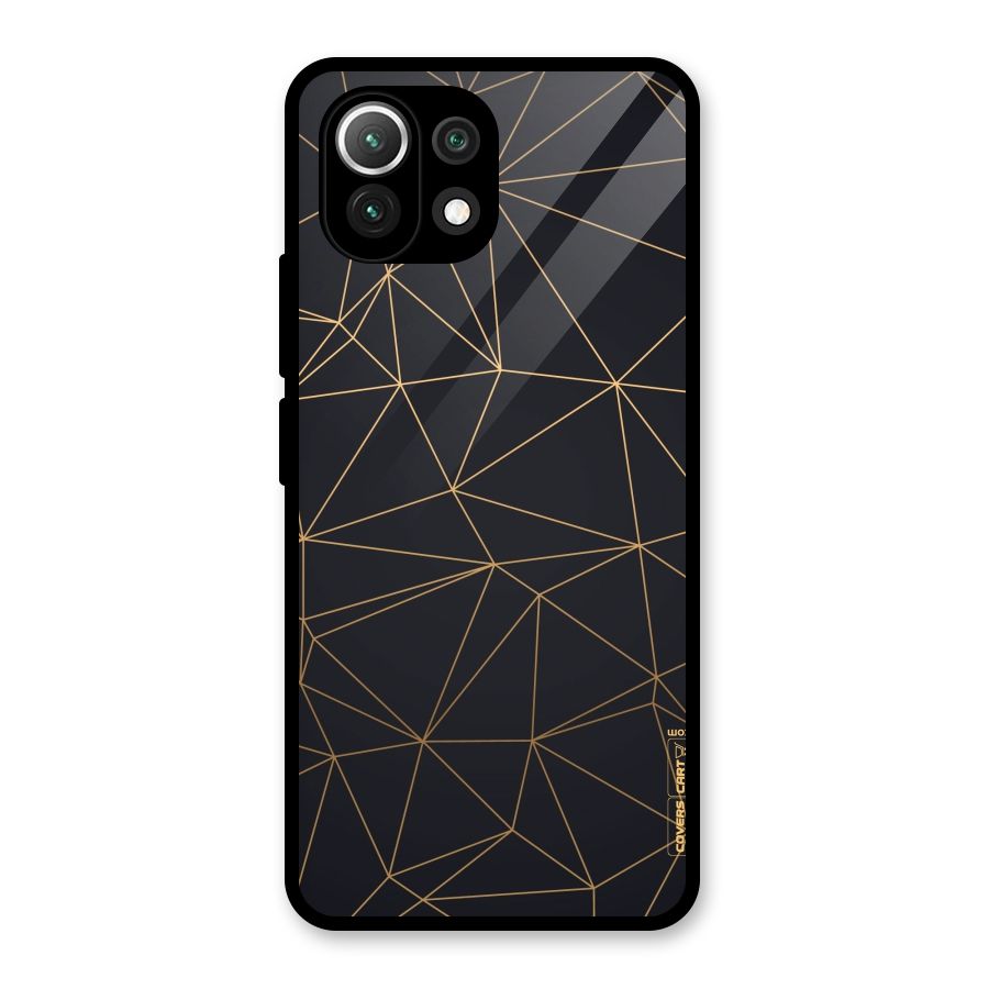 Black Golden Lines Glass Back Case for Mi 11 Lite NE 5G
