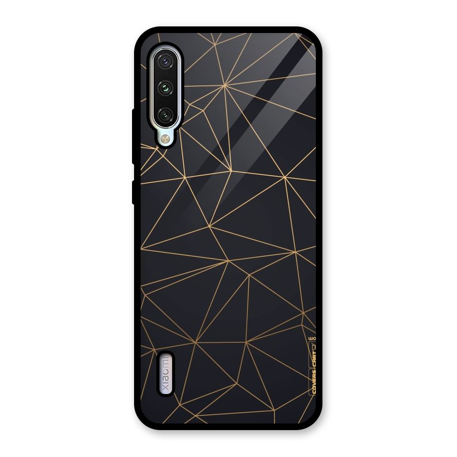 Black Golden Lines Glass Back Case for Mi A3
