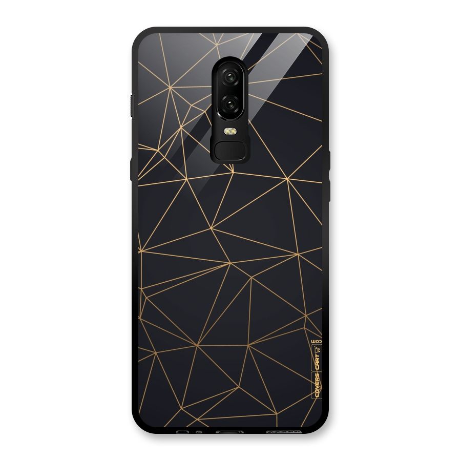 Black Golden Lines Glass Back Case for OnePlus 6