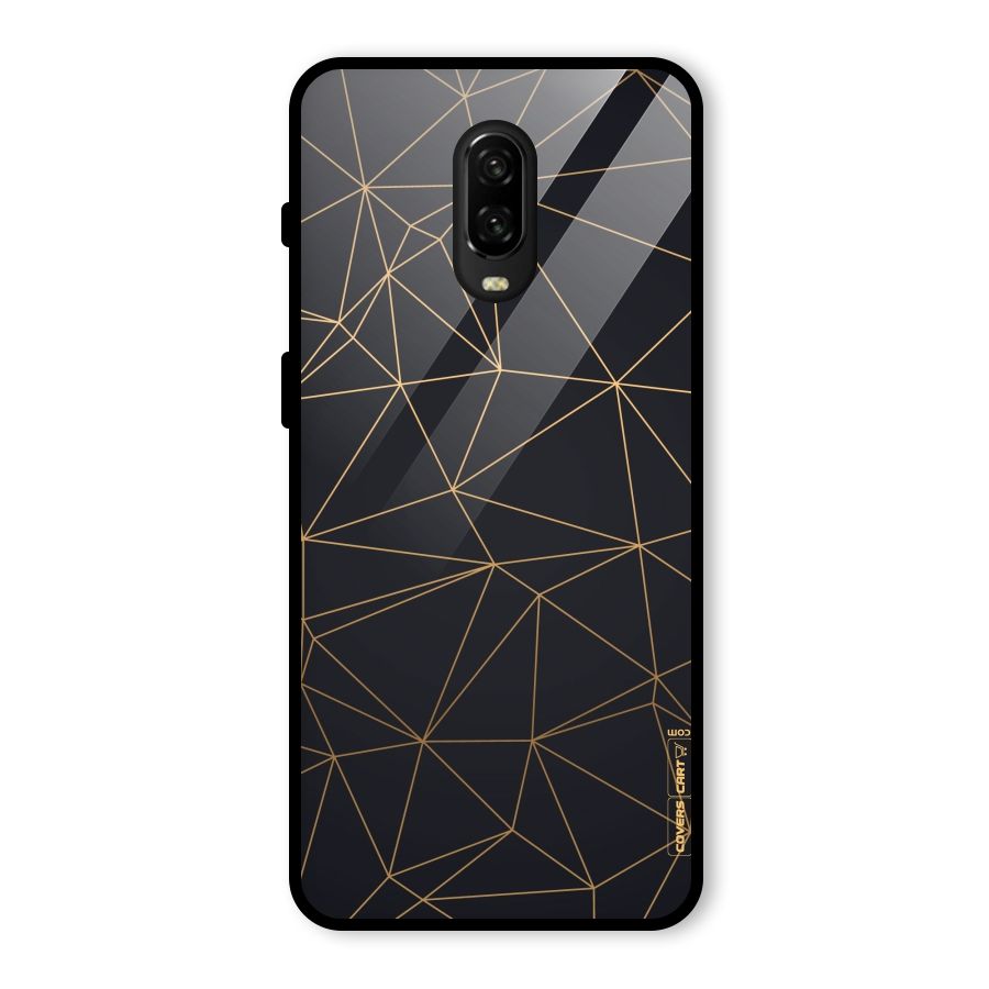 Black Golden Lines Glass Back Case for OnePlus 6T