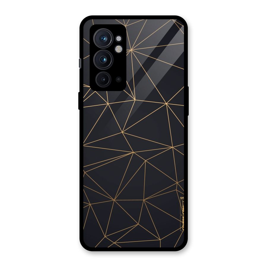 Black Golden Lines Glass Back Case for OnePlus 9RT 5G