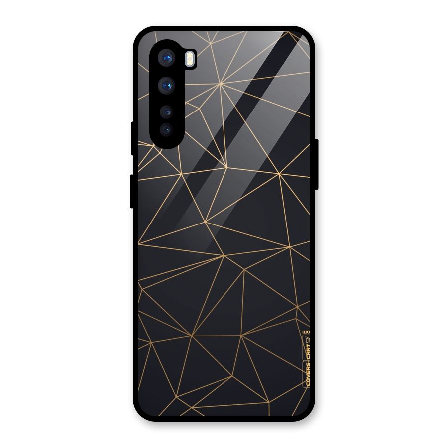 Black Golden Lines Glass Back Case for OnePlus Nord