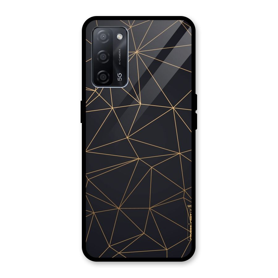 Black Golden Lines Glass Back Case for Oppo A53s 5G