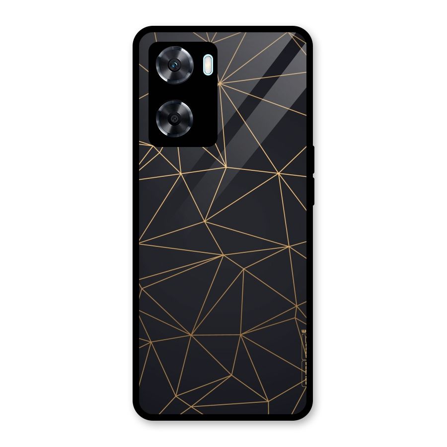 Black Golden Lines Glass Back Case for Oppo A77