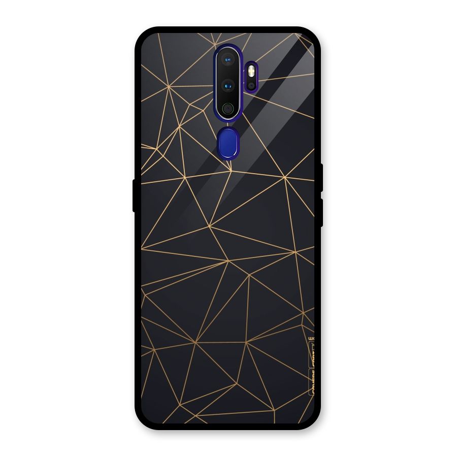 Black Golden Lines Glass Back Case for Oppo A9 (2020)