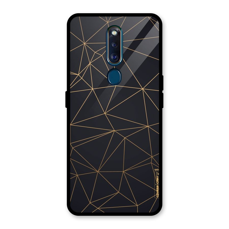 Black Golden Lines Glass Back Case for Oppo F11 Pro