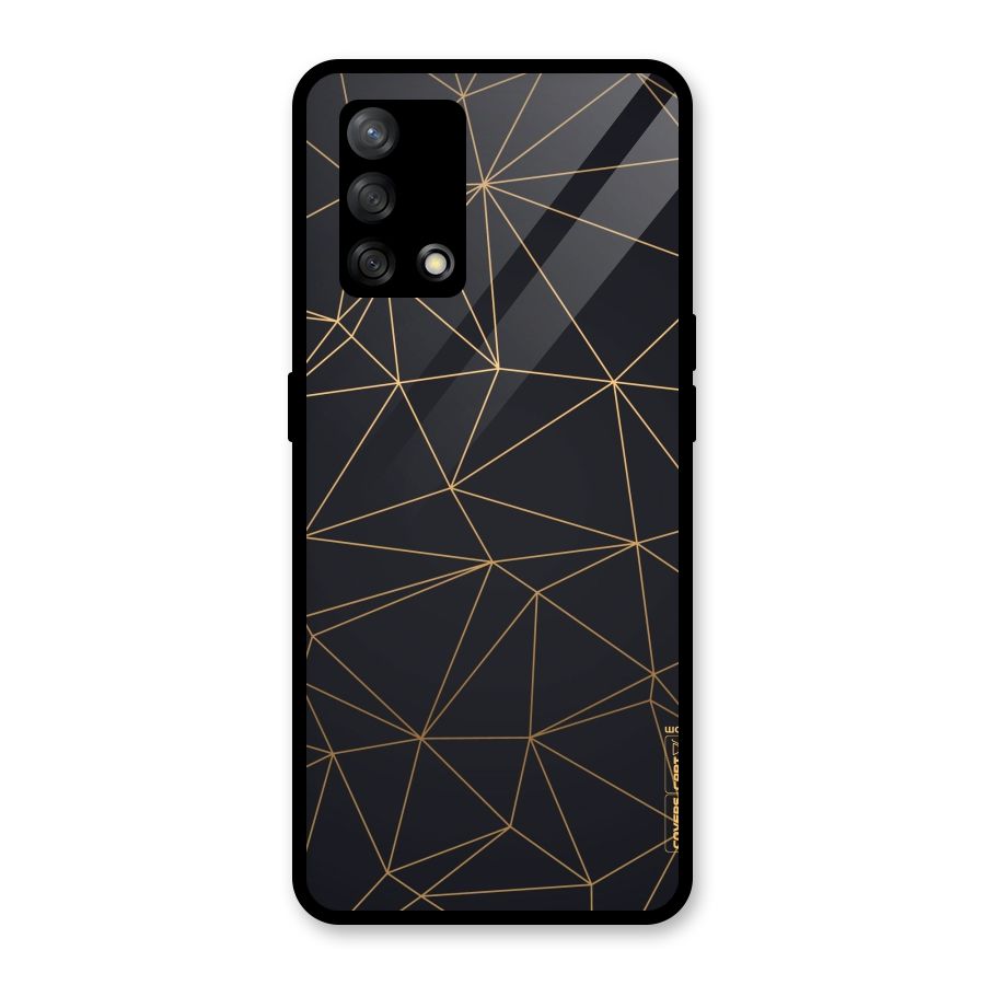 Black Golden Lines Glass Back Case for Oppo F19